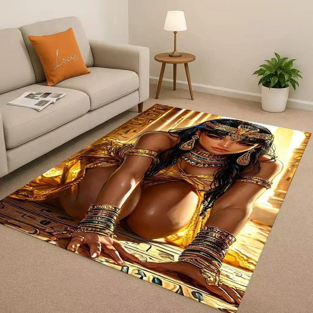 Retro Ancient Egypt Pictographic Eye of Horus Living Room Non-Slip Area Rug Carpet for Bedroom Sofa ,Easy Clean Home Doormat