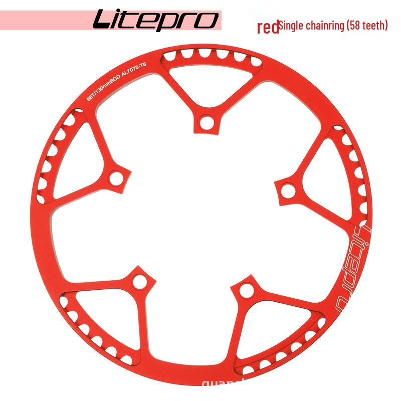 Litepro Folding Bike Crankset with Round Chainrings: 45T, 47T, 53T, 56T, 58T - Square Hole Design