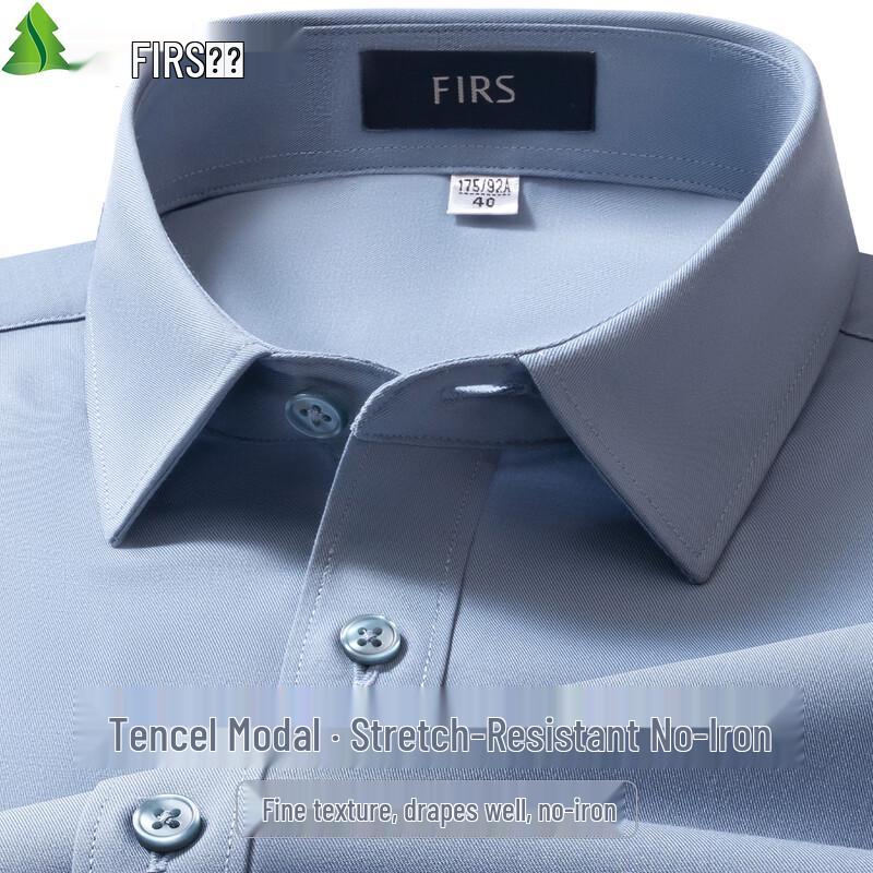 FIRS Herren Tencel Modal Bügelfreies Kurzarmhemd
