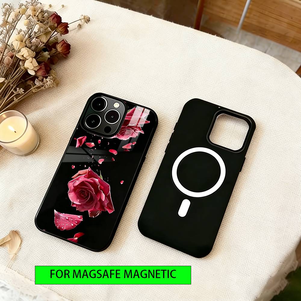 

Roses Phone Case For iPhone17,16,15,14,13,12,11 Plus,Pro Magnetic with Magsafe Wireless Charging iPhone12ProMax
