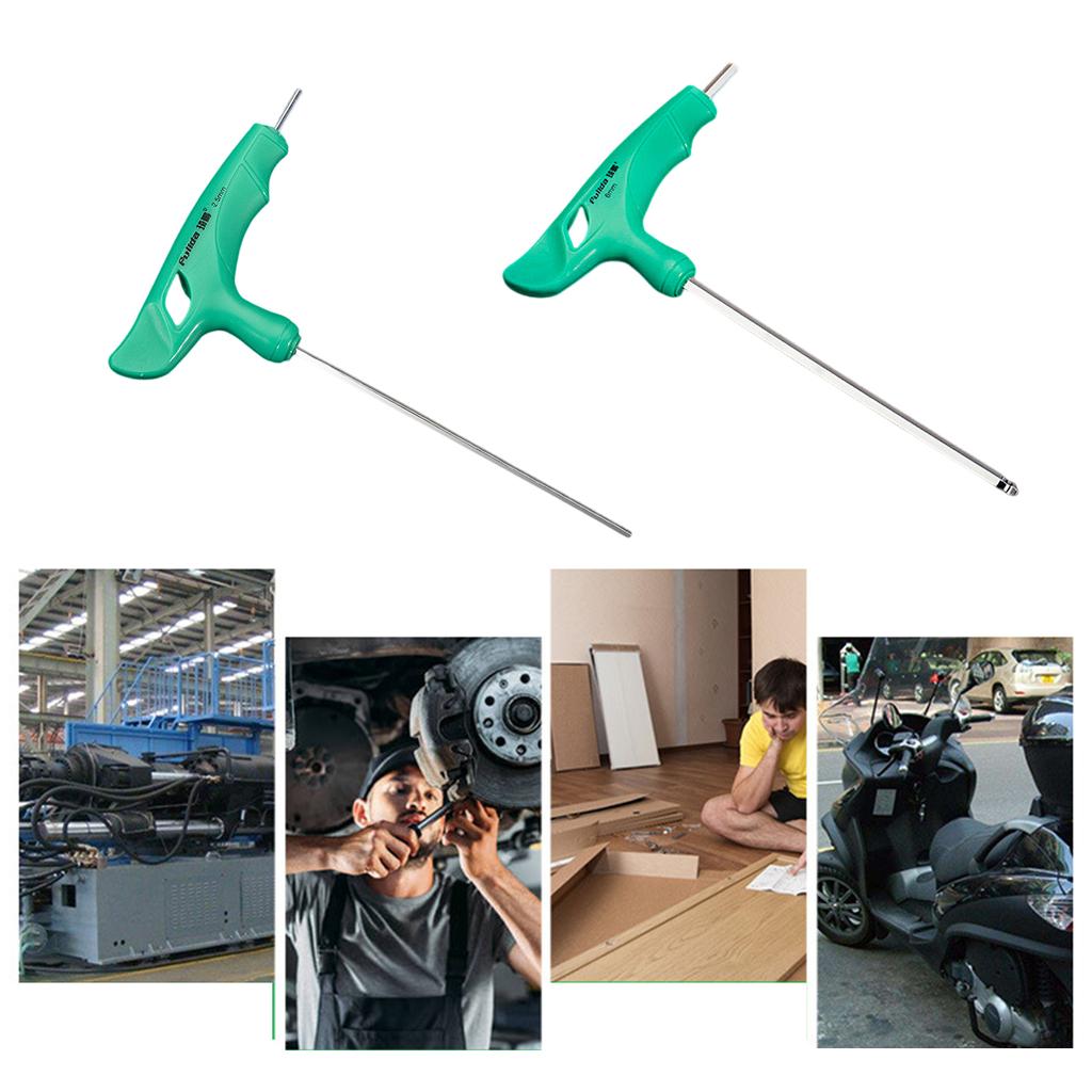 GetUniversal T-Handle Hexagonal Wrench Spanner 2/2.5/3/4/5/6/8/10mm Flat/Ball End Perfect for DIY and Professional Use