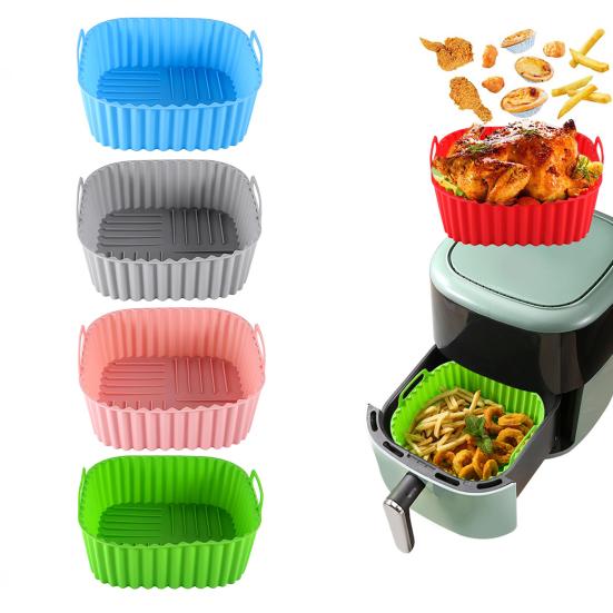 Čtvercová vložka do horkovzdušné fritézy Silikonová pečicí podložka 6,7 palce Nepřilnavý tác do trouby Bez BPA Koš do horkovzdušné fritézy pro rovnoměrné pečení