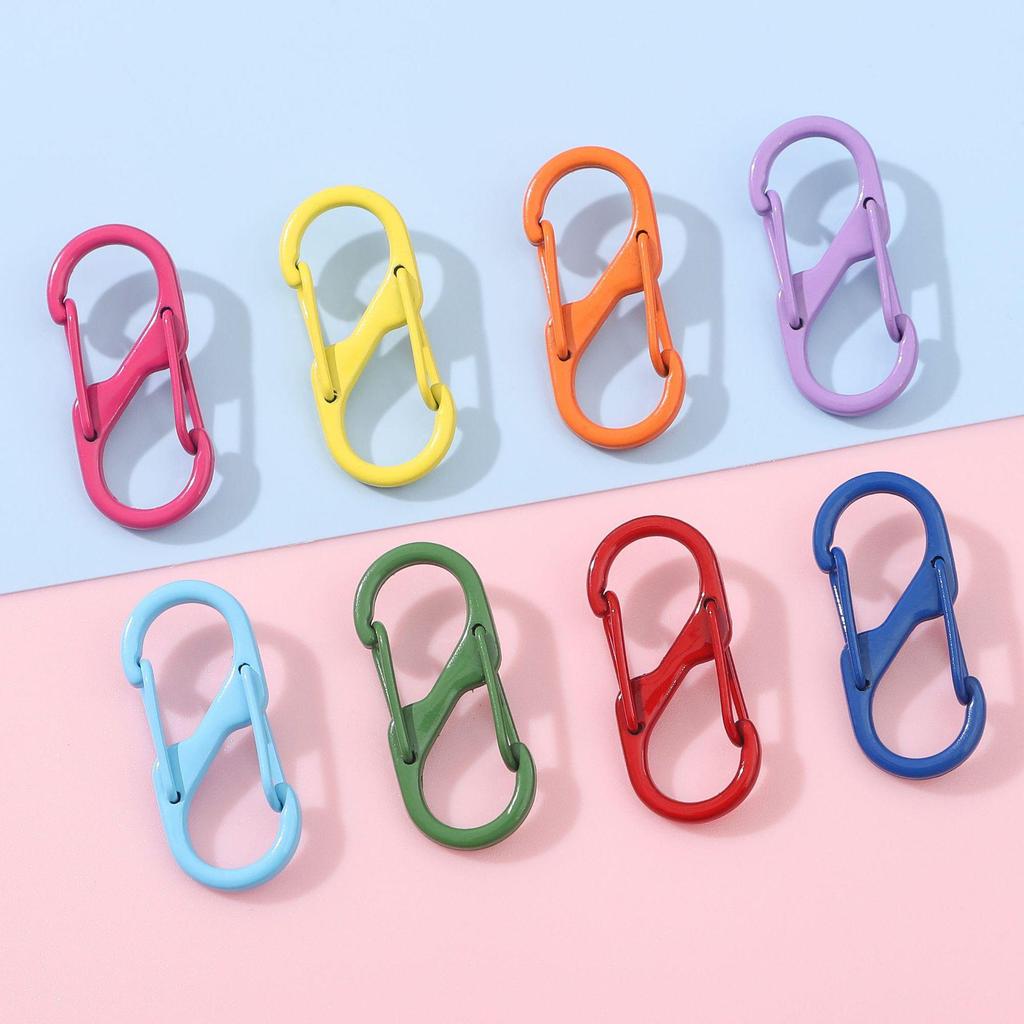Colorful Alloy Baked Paint Double-Headed S-Shaped Spring Buckle Keychain DIY Accessory