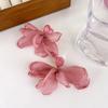 Pink Yarn Cloth Flower Resin Dangle Earrings for Women Big Statement Hanging Earrings Daily Fashion Jewelry