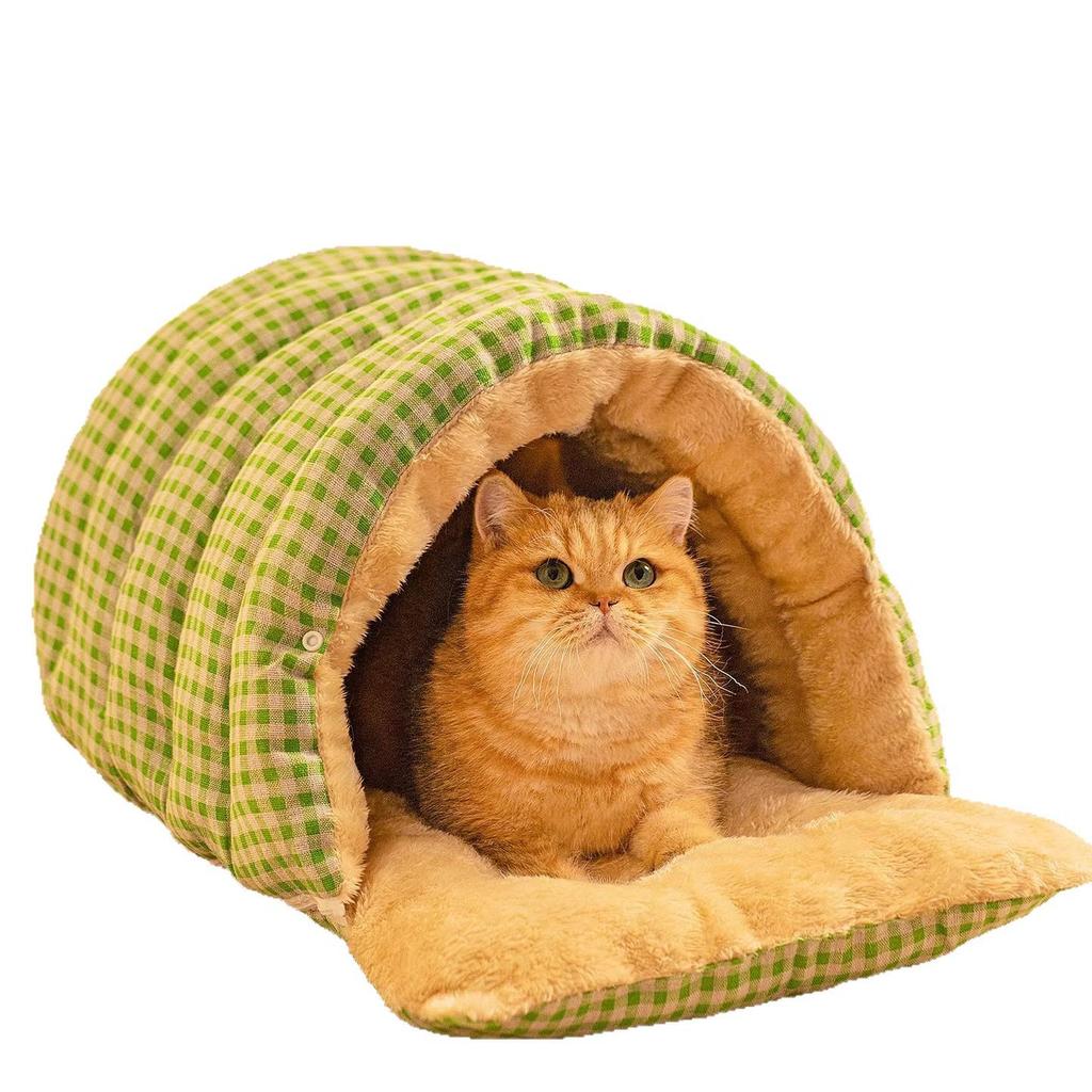 Thickened Winter Pet Bed: Semi-Enclosed Warm House for Cats & Small Dogs