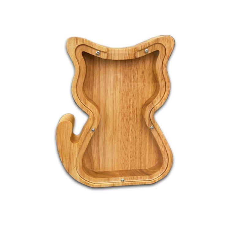 Cute Animals Wooden Money Box Coin Jar Transparent Acrylic Childrens Animal