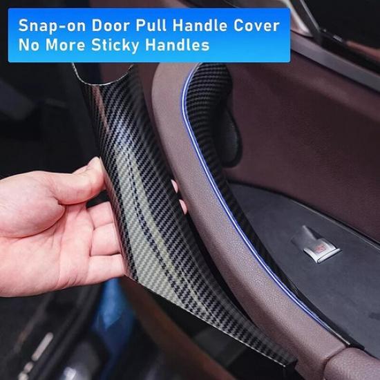 Carbon Fiber Look Car Interior Door Handle Cover For BMW X3 X4 G01 G02 2018-2024
