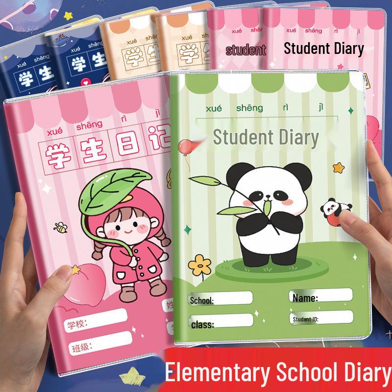Cartoon Plastic Cover Diary for Elementary Students - A5 Notebook for Girls & Boys In Grades 1-3