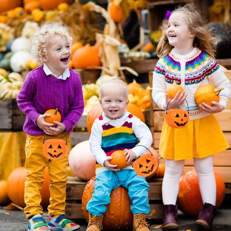 6pcs Halloween Candy Pumpkin Mini Witch Black Pot Decor Cauldron Bucket Buckets Bowl Witches Kettle Container