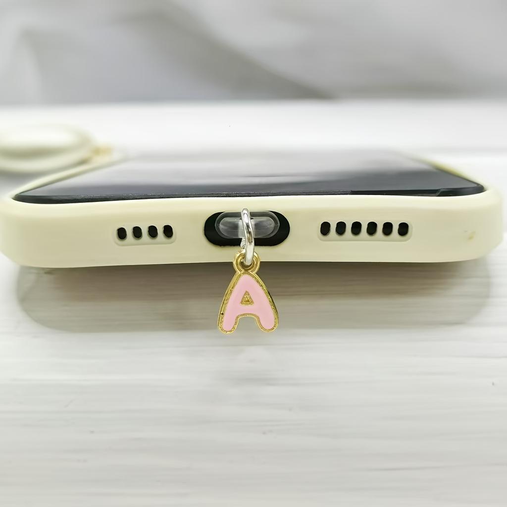 1 Stück Legierung Rosa Buchstabenanhänger Handy Staubschutzstecker Wasserdicht Staubdicht Staubfest