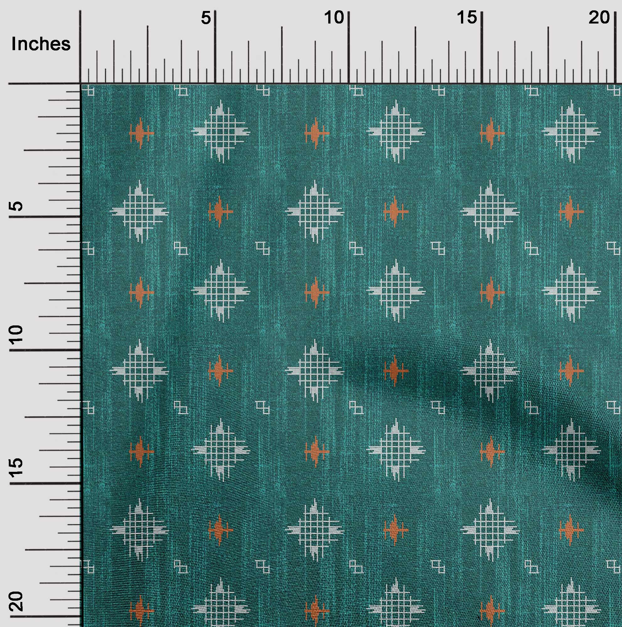 

oneOone Cotton Flex Fabric Check Kasuri Decor Fabric Printed BTY 40 Inch 42 Inch - Viscose Chiffon чирок зелений колір