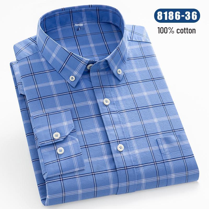 Men's Long Sleeve Striped Oxford Button-Down Shirt - New Color