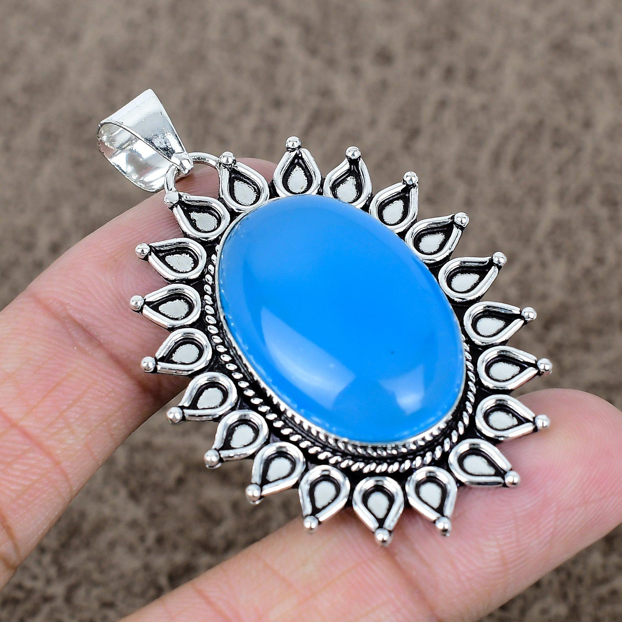 

Purple Chalcedony Gemstone 925 Sterling Silver Jewelry Pendant 2.36 KKG-753