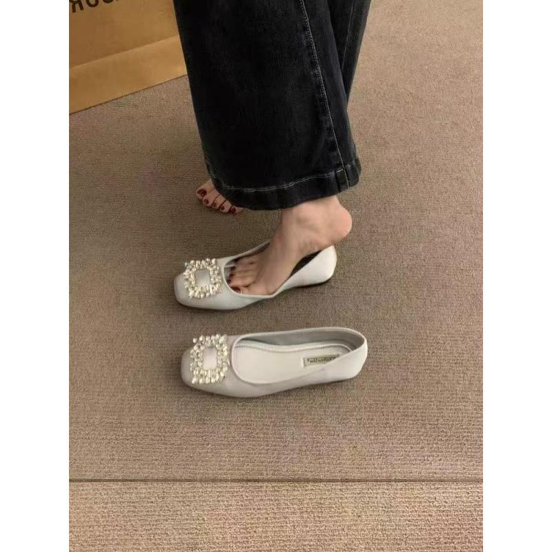 Single Shoes Women's Autumn Model 2025 New Model with Skirt Square Head Fairy Style Grandma Shoes One Pedal Flat Beanie Shoes Women