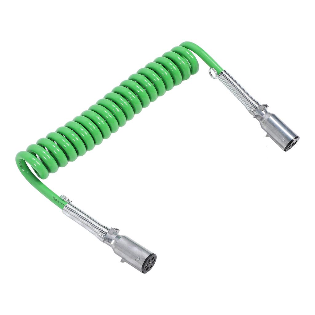 7 Way Coiled Trailer Cord 15ft Enhanced Performance Heavy Duty Electrical Power Coil Cable Wire for Semi Truck Tractor