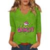 Women's Casual Fashionable Sexy Comfortable V-Neck Christmas Three-Quarter Sleeve Top