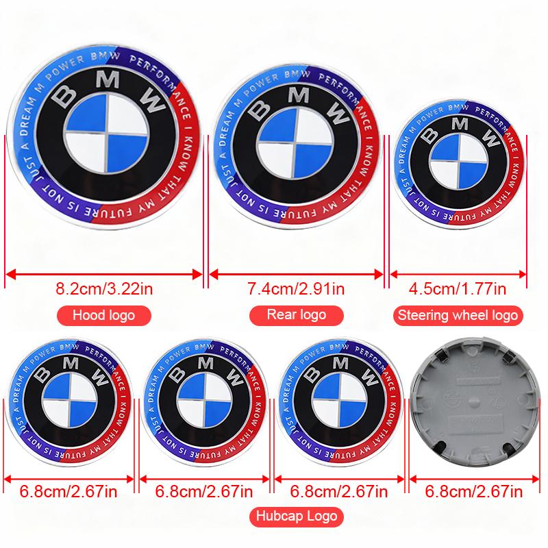 1/4/7Pcs Car Hood Rear Emblem Steering Wheel Sticker Hubcap Logo For BMW E87 E30 E46 E28 E34 E39 E60 F02 F18 F35 G20 G03 G05 F10