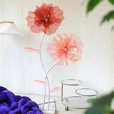 3D Large Gauze Poppy Flower Hollow Design 50cm Big Artificial Flower Silk Material Fancy Yarn Simulation Flower Home Decor