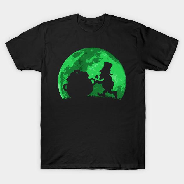 Men Black Print T-shirt Leprechaun Moon No-Cut Transfer Paper Print Cotton Tshirt 3XL