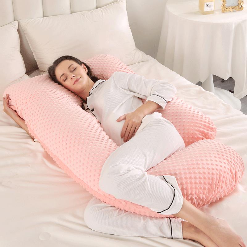 Crystal Velvet J-shaped Pregnancy Pillow Nursing Pillow Pregnant Woman Belly Support Pillow Side Sleeping Pillow Waist Pillow