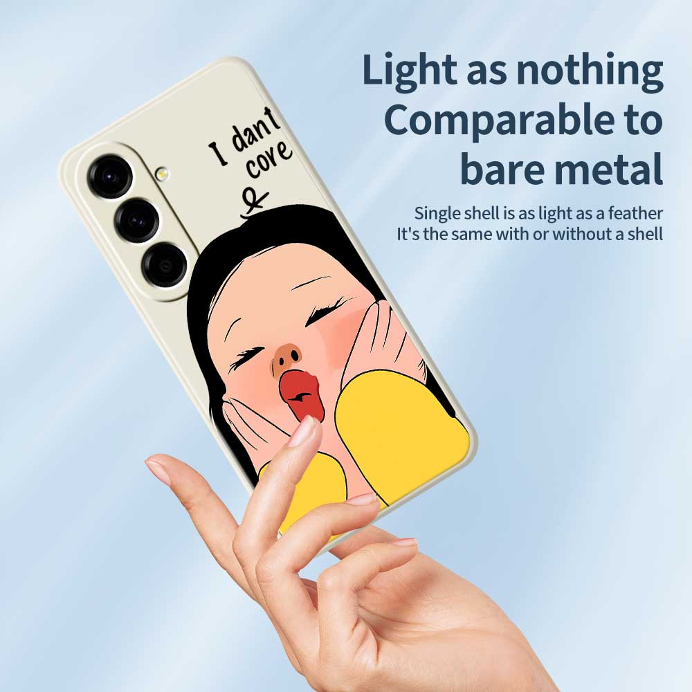 For Samsung Galaxy A56 5G Case Girl Holding Face Pattern Printing Straight Edge TPU Phone Back Cover