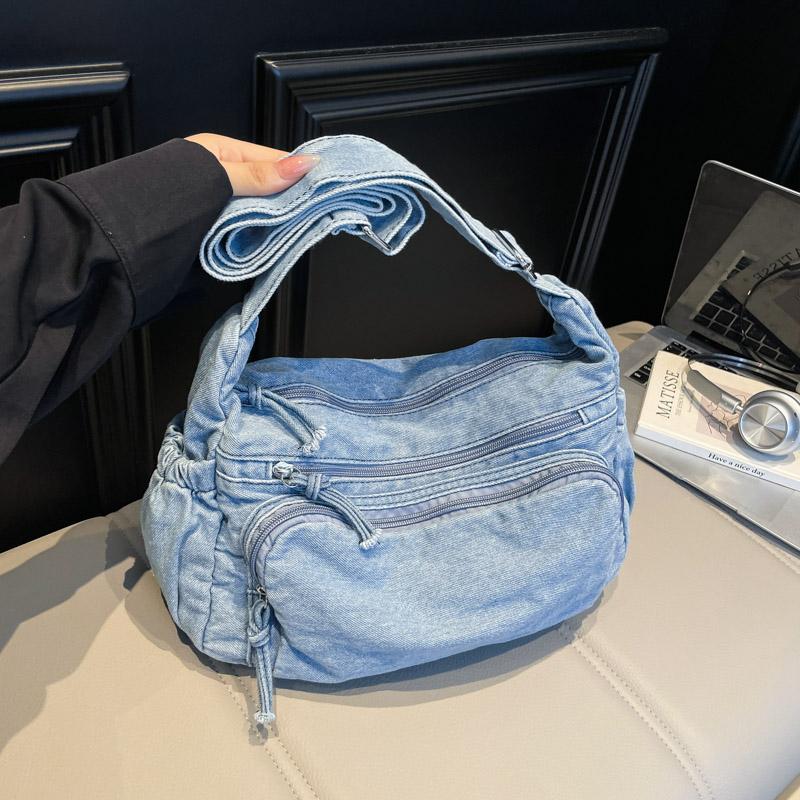 Denim Shoulder Bag Women's Crossbody Bag Commuter Large Capacity Underarm Bag