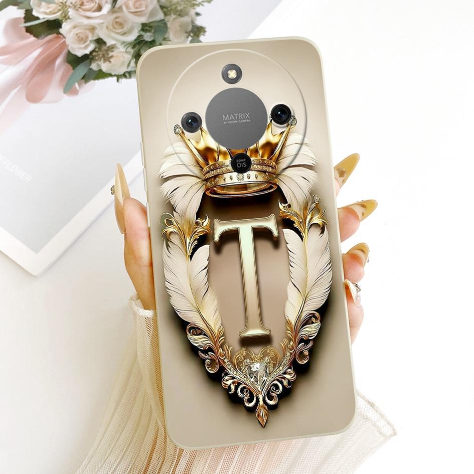 For Honor X9d Case MTN-NX1 Shockproof Cover Luxury Initial Letters Crown Soft Silicone Back Shell For HonorX9D Magic 8 Lite Capa