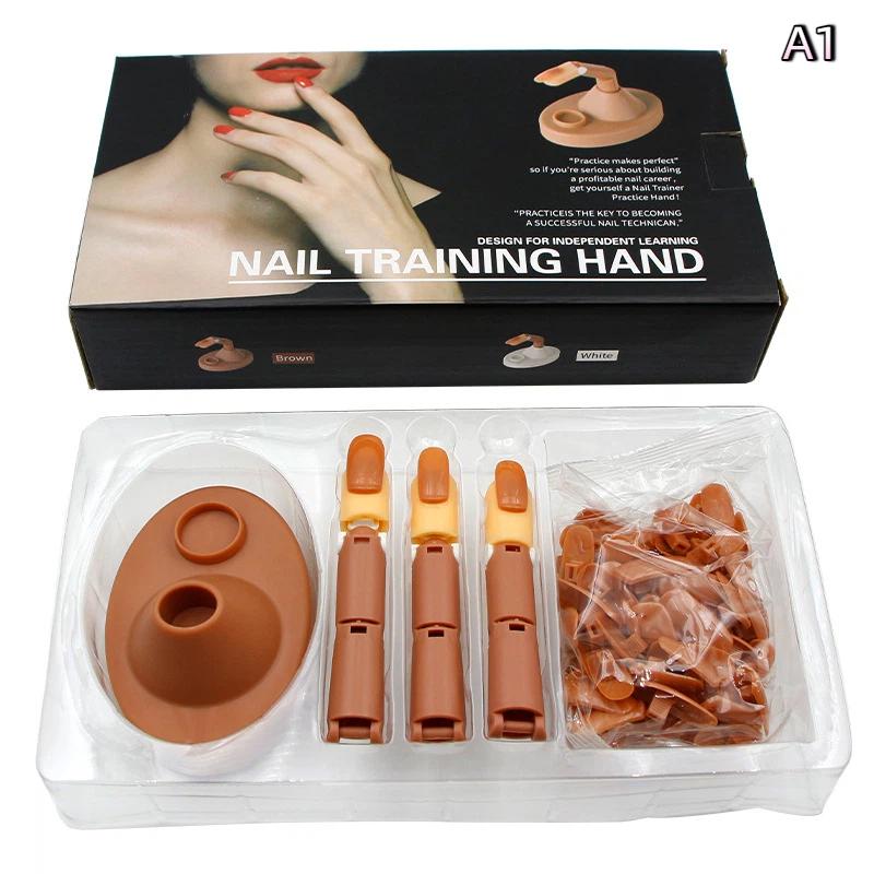 Съемный набор для начинающих тренировочных накладных ногтей Механическая тренировочная рука с подвижными пальцами С основой Практика маникюра A1
