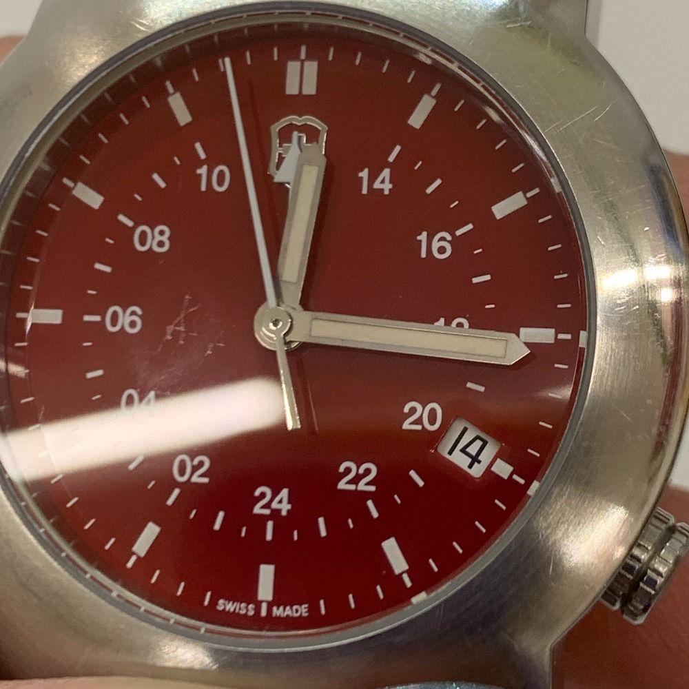 Used 04w3220[Used] VICTORINOX V7-02 GMT quartz men's watch dial red 100M [Hachioji store]