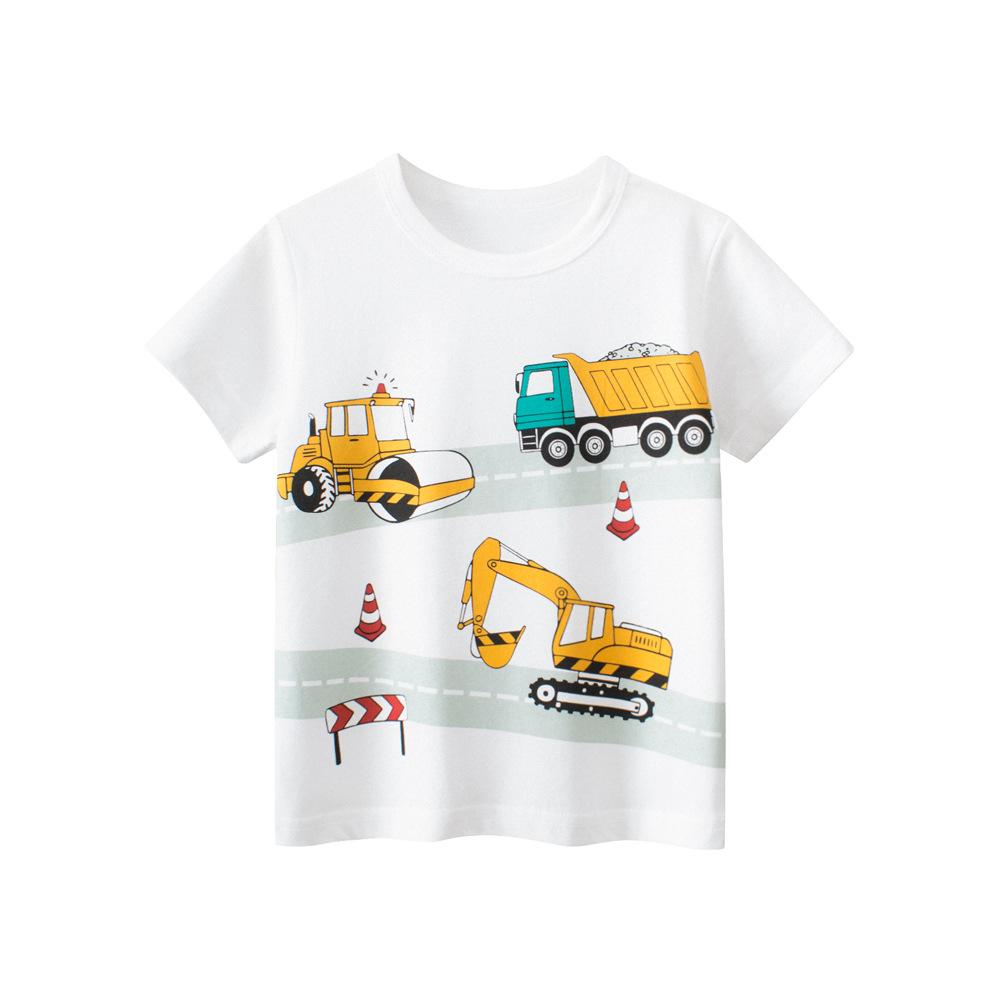 27kids 2024 Summer New Children s Short-Sleeved T-Shirts for Baby Boys 120cm