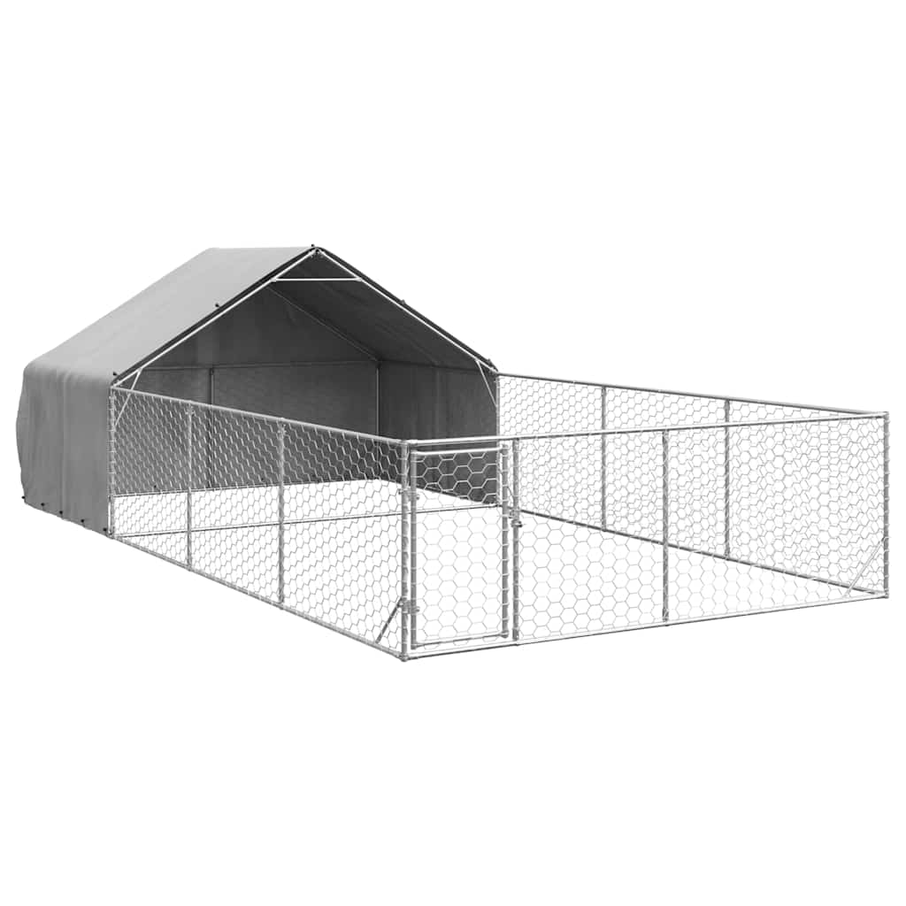 Hundehütte mit Auslauf für den Außenbereich 7x3x1,9 m Verzinkter Stahl