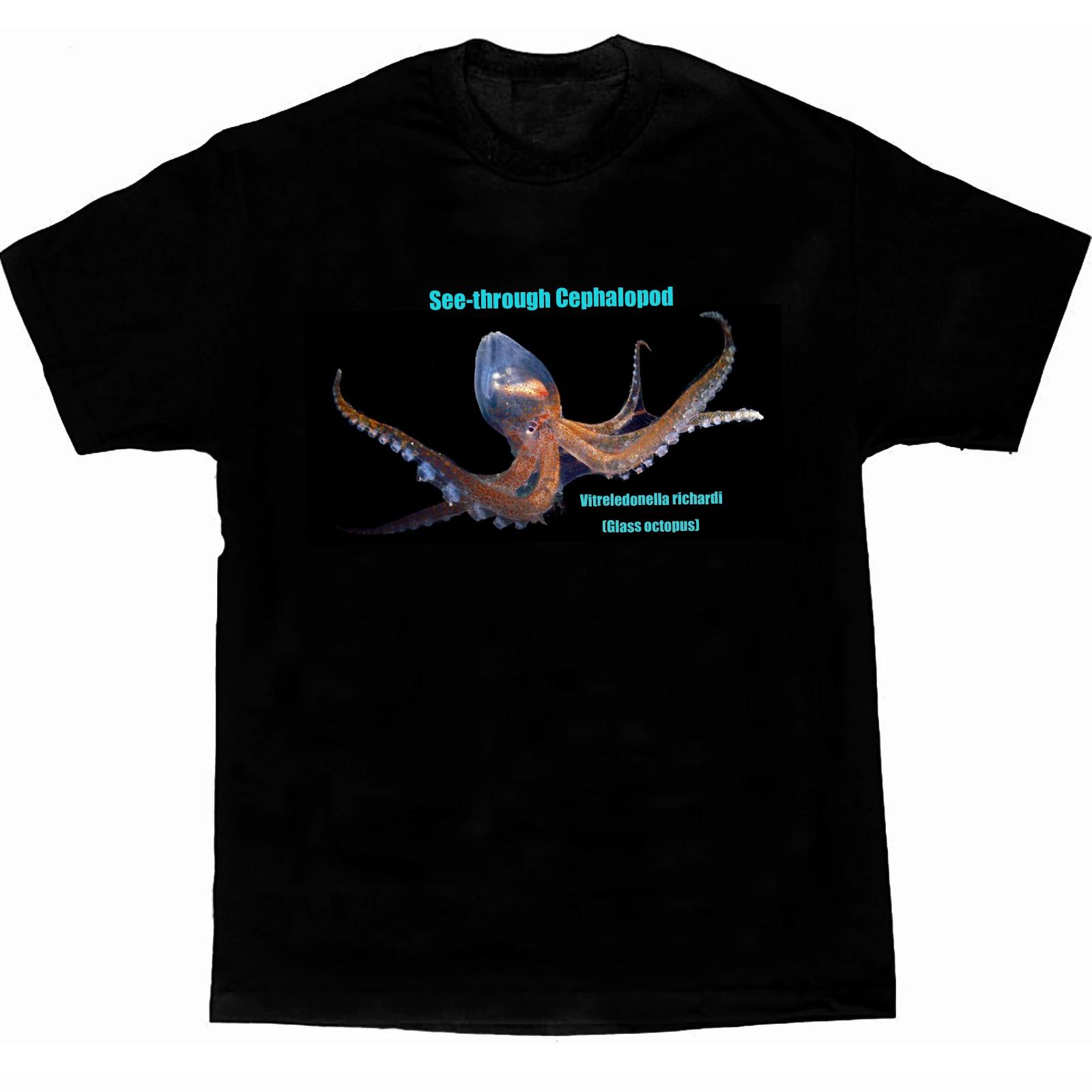 

See-through Cephalopod Deep Sea Creatures Glass Octopus T-Shirt New 100% Cotton Short Sleeve O-Neck T-shirt Casual Mens Top -... S разноцветный