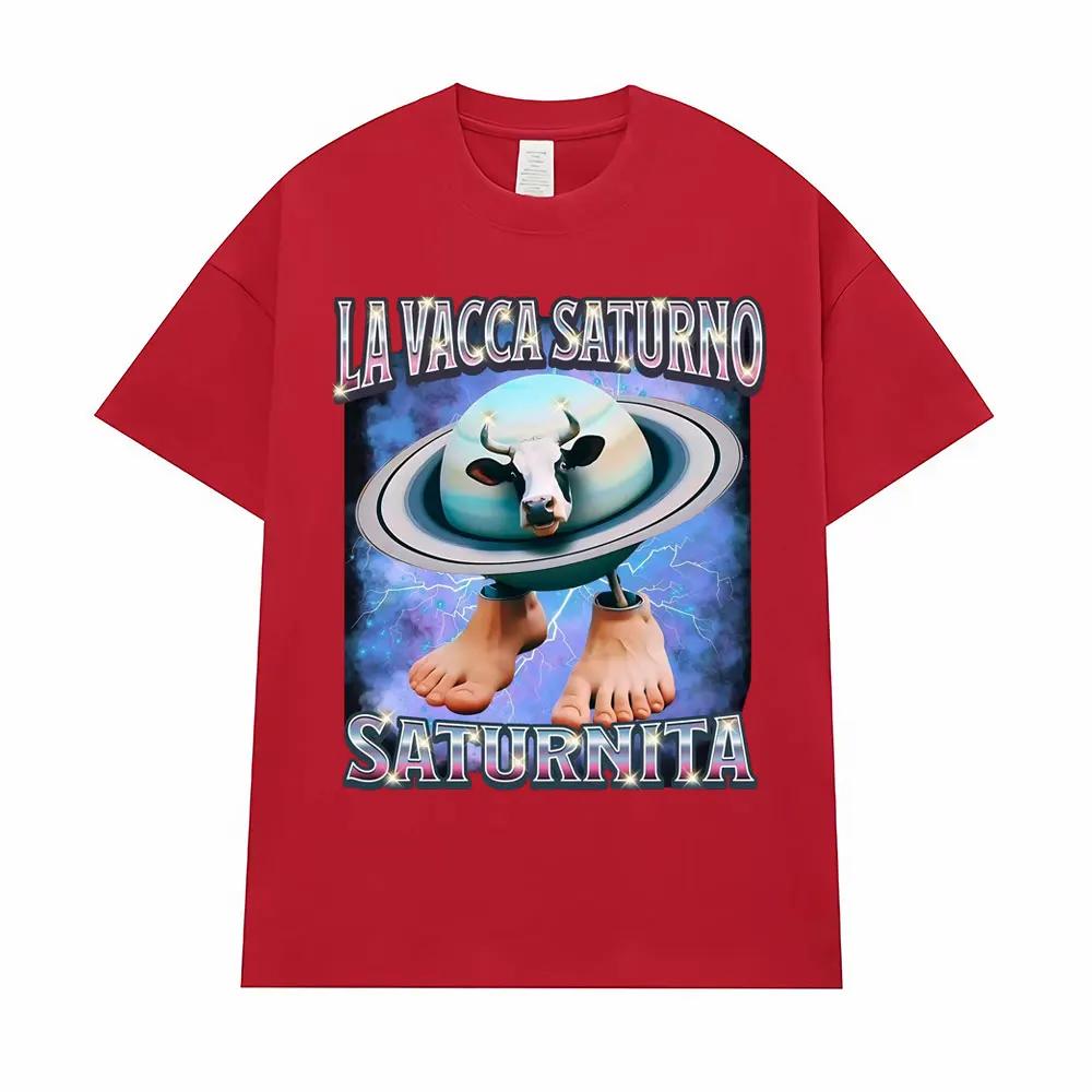 La Vacca Saturno Saturnita Vtipné Kráva Meme Trička pro Muže Ženy Harajuku Hip Hop Humor Tričko Letní Topy Měkké Tričko