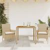 VidaXL Garden Dining Set and Cushions 3pcs Beige Rattan Acacia, Outdoor Dining Set, Furniture of 3278681