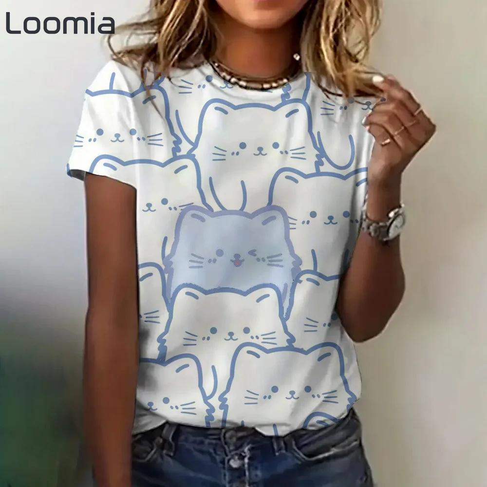 Cartoon Graphic Women's T Shirts Causal Short Sleeve Top Womenimitation Cotton Tees Oversized Female Clothing Ladies Summer Tees