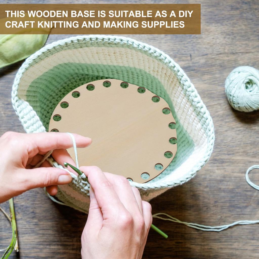 PATIKIL Round Crochet Wooden Basket Base for DIY Woven Basket Home Poplar Wood 5-Piece Set, 4"/6"/8"/10"/12" Diameter, Crafts, Making, Decor,