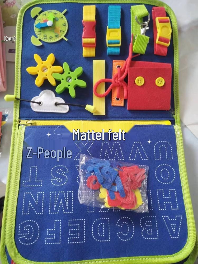 Montessori dětská aktivní deska: Hra s přeshraničním puzzle a oblékáním pro předškolní výchovu a mateřské školy