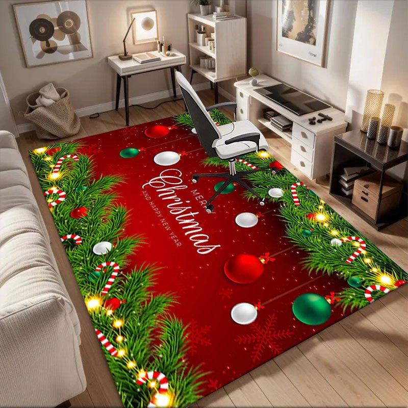 

Merry Christmas & Happy New Year Festive Decoration Office Mat Perfect for Home Decor Office Desk Chair Rugs Chair Carpet for office Polyes 60cm by 90cm