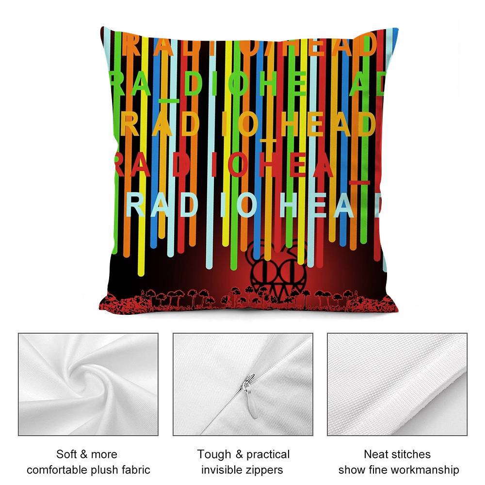 Rock R-Radiohead Band Kissenbezug Kurzplüsch Beidseitiger Druck Quadratische Kissenbezüge Sofa Heim Kissen Dekor