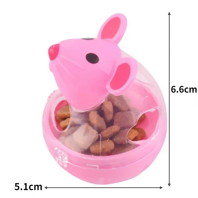 Lovely Pet Cat Toy Pink Mouse Pet Feeder Cat Toy Rolling Leakage Dispenser Bowl Fuuny Plastic Cat Food Storage Tool Pet Supplies