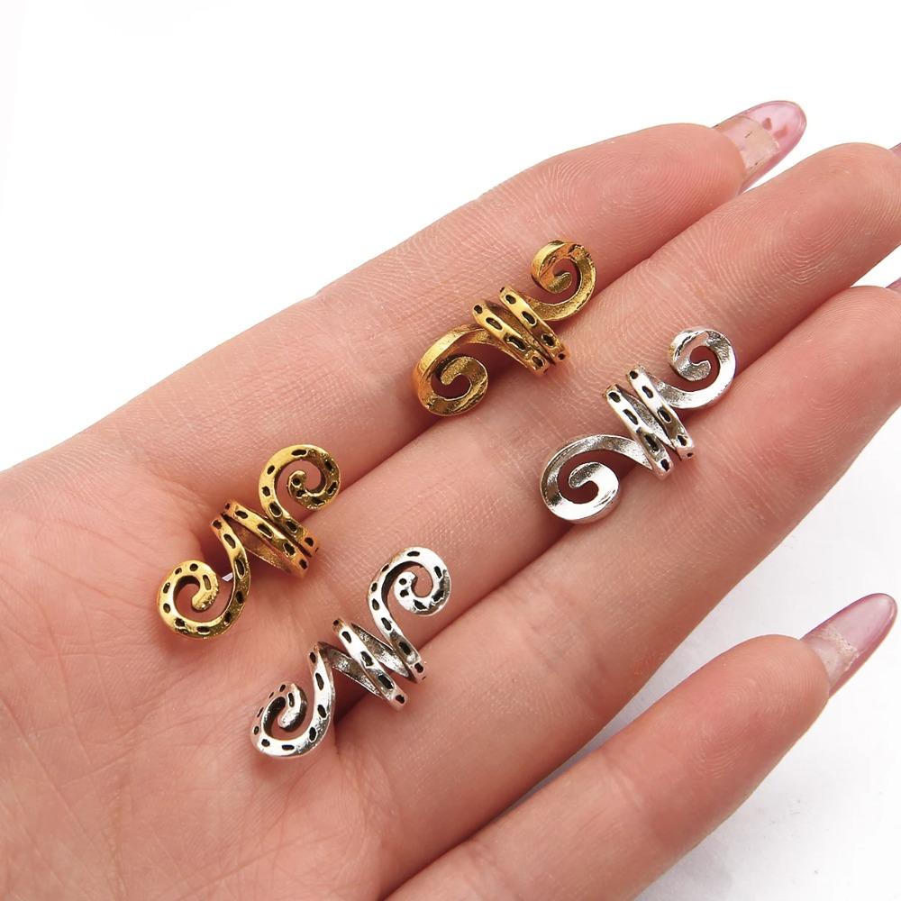 24Pcs Dread Locks Dreadlocks Beads Viking Spiral Hair Braid Tubes Hollow Out Hair Ring  Hair Jewelry
