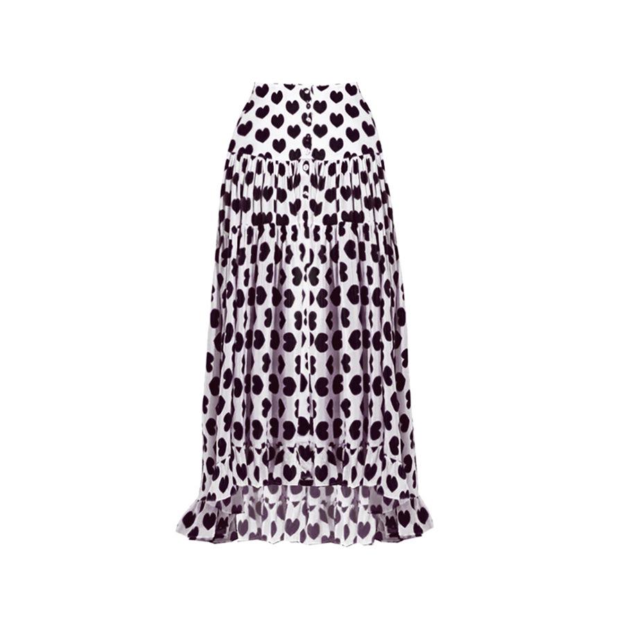 Heart Print High Slit Sexy Midi Skirt - Beach Dress