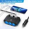7 IN 1 120W High Power Car Charger Socket with Volt Display Compass 12-24V 3 USB Type C Port Fast Charging Car Power Socket for DVR GPS Dashcam