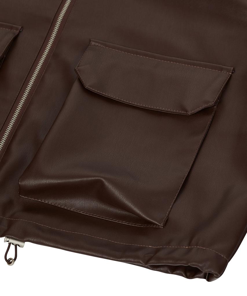Ironyporno Whiteline 86-Iro086 [Renewal] Cruelty-Free Single Collared Leather Jacket Brown