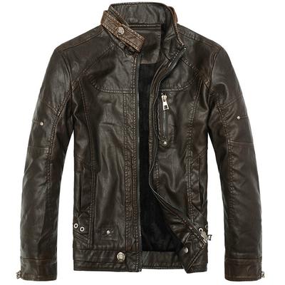 Fashion Men Jackets Winter PU Leather Jacket  Slim Style Motor Handsome Coats Pocket