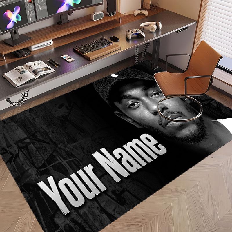 Custom Name Crystal Velvet Rug,Kendrick Lamar Comfortable Anti Slip Floor Mat For Room Decoration