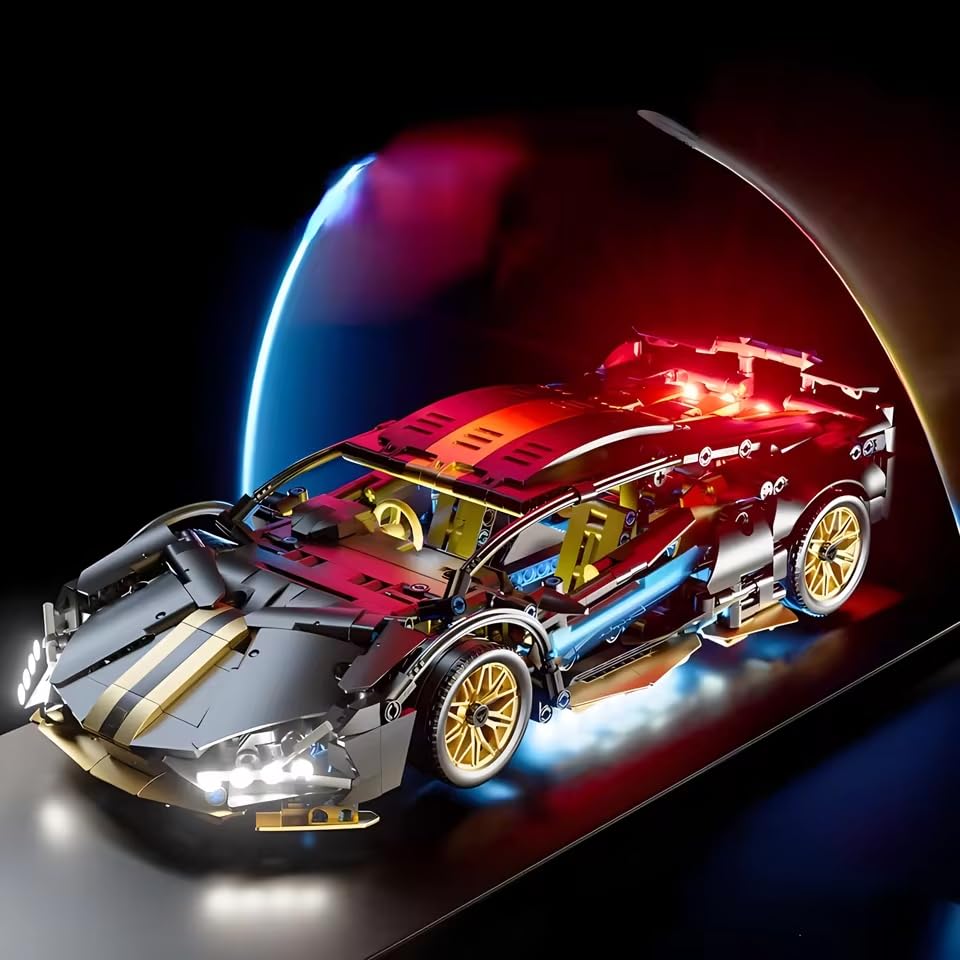 zmart Technic Racing Sports Car Model Building Blocks, 1:14 DIY Supercar Brick Puzzle Toy for Adults and Kids (1280+ Pieces), Assembled Model, Miniatu