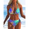 Trojúhelníkový košíček Trendy design Leopardí potisk Růžová Sexy Letní Evropský a Americký Ins Niche Plážová řada Bikini