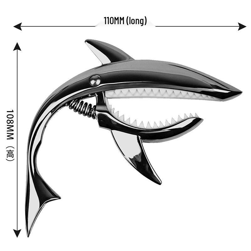 Shark Capo: Zinc Alloy Transposition Capo for Folk Guitar with Flannel Bag Packaging.
