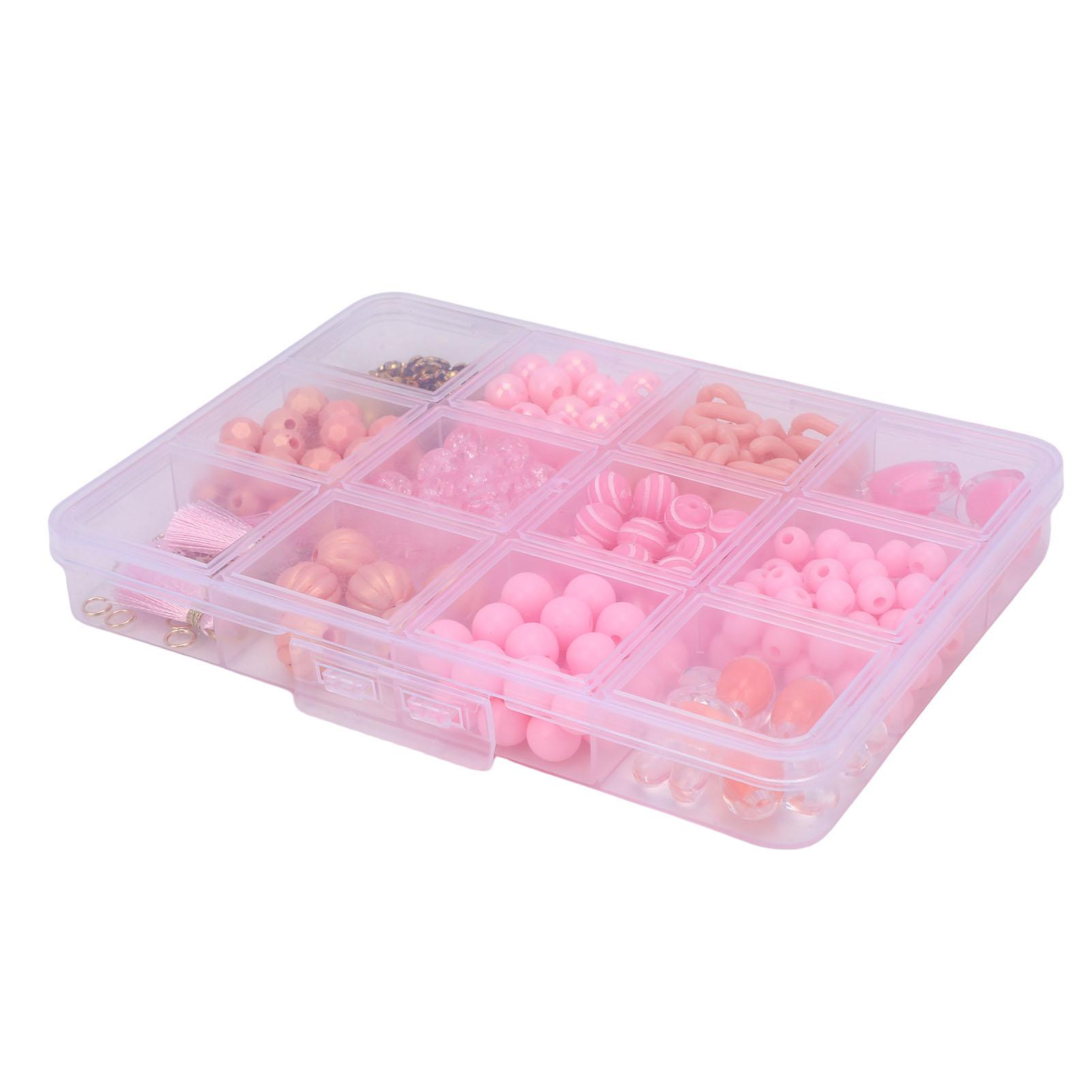 

Loose Bead Kit Perforated Beads 12 Grid Accessories 0.8mm Clear Beading Wire Roll for Keychain Jewelry Bracelet Making